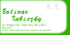 bolivar kubiczky business card